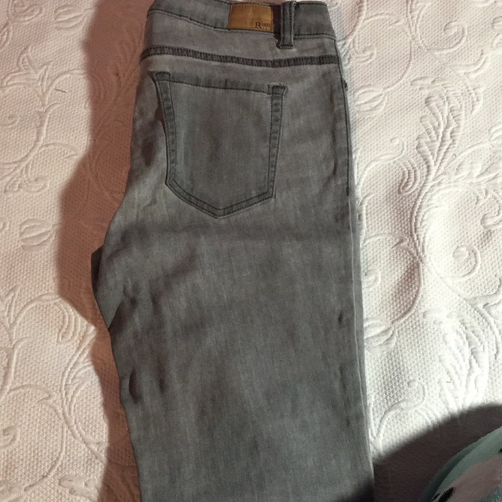 Green straight leg jeans